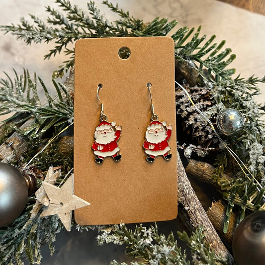 Sterling Silver Santa Earrings