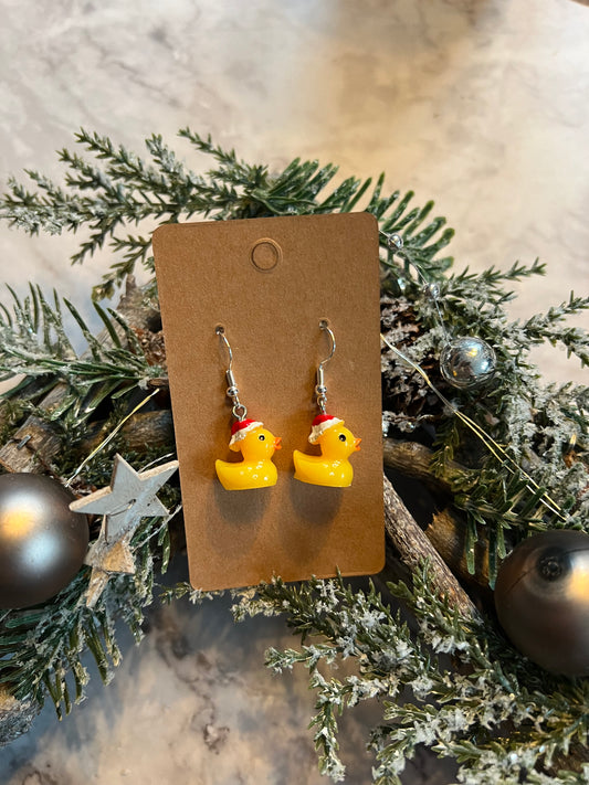 Sterling silver Xmas duck earrings